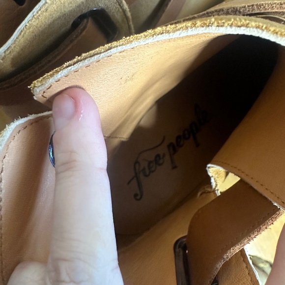 Free People Bungalow Tan Suede Leather Wooden Blog Boots Sz 8 - Picture 7 of 13